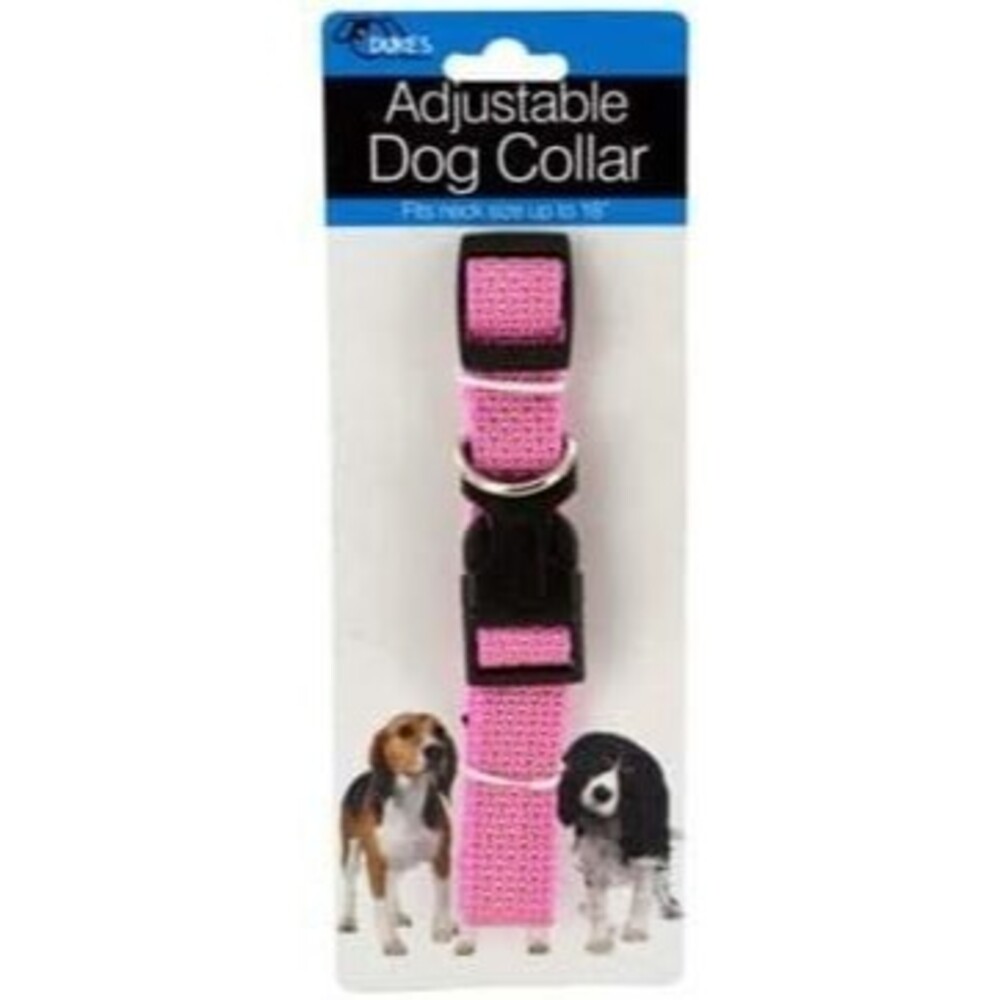 Fashion Adjustable Nylon Dog Collar in Pink - Neck Size Up To 19"